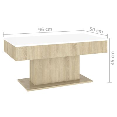 vidaXL Soffbord vit och sonoma-ek 96x50x45 cm konstruerat trä