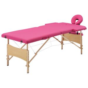 vidaXL Hopf&auml;llbar massageb&auml;nk 2 sektioner tr&auml; rosa