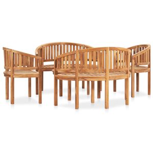 vidaXL Loungegrupp f&ouml;r tr&auml;dg&aring;rden 5 delar bananformad massivt teaktr&auml;