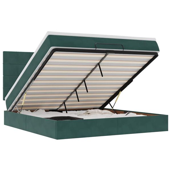 vidaXL Ottoman sängram med madrasser mörkgrön 180x200 cm sammet