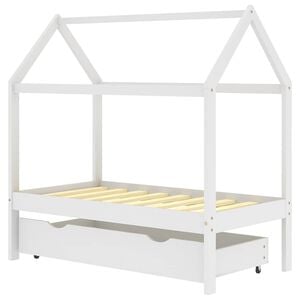vidaXL Barns&auml;ng med l&aring;da vit massiv furu 70x140 cm