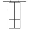 vidaXL Skjutd&ouml;rr med beslag svart 90x205 cm ESG-glas