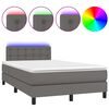vidaXL Rams&auml;ng med madrass & LED gr&aring; 120x190 cm konstl&auml;der