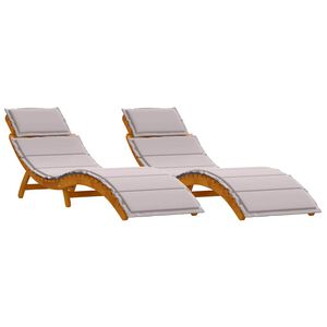 vidaXL Sols&auml;ng 2 st Massivt Akaciatr&auml; Taupe