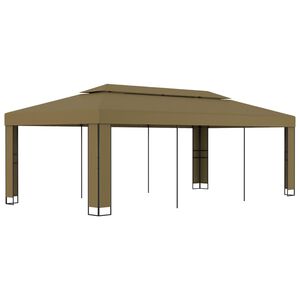 vidaXL Paviljong dubbla tak 3x6 m taupe 180 g/m&sup2;