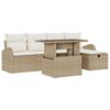 vidaXL Tr&auml;dg&aring;rdsoffset med kudde med lagring 6 pcs Beige Poly rattan
