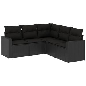 vidaXL Loungegrupp f&ouml;r tr&auml;dg&aring;rden med dynor 5 delar svart konstrotting