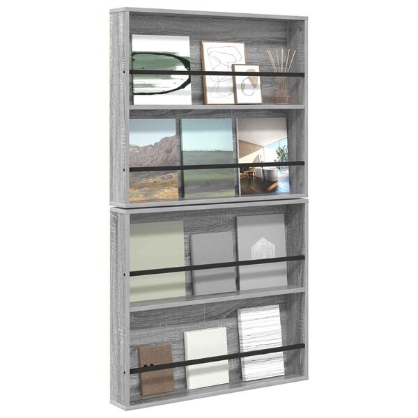 vidaXL Tidningshylla 2 pcs Gr&aring; Sonoma 80 x 12 x 70 cm Konstruerat tr&auml;