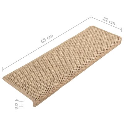 vidaXL Trappstegsmattor självhäftande sisal 15 st 65x21x4 cm sand