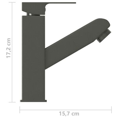 vidaXL Badrumsblandare med utdragbar pip grå 157x172 mm