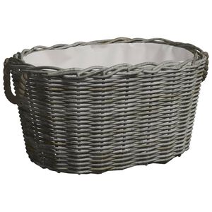 vidaXL Vedkorg med b&auml;rhandtag 59x42x28 cm gr&aring; pil