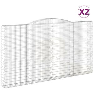 vidaXL Gabioner b&aring;gformade 2 st 400x30x220/240 cm galvaniserat j&auml;rn