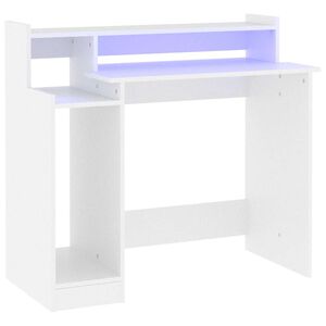 vidaXL Skrivbord med LED vit 97x45x90 cm konstruerat tr&auml;