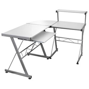 vidaXL Datorbord h&ouml;rn vit 132x112x99 cm konstruerat tr&auml;