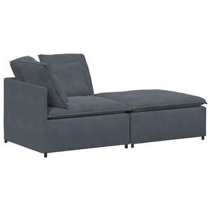 vidaXL Modulsoffa med fotpall och dynor sammet m&ouml;rkgr&aring;
