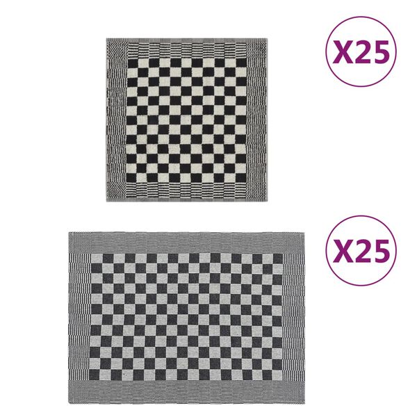 vidaXL Handduksset 50 st svart och vit bomull