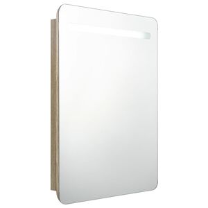 vidaXL Badrumsspegel med sk&aring;p LED ek 60x11x80 cm