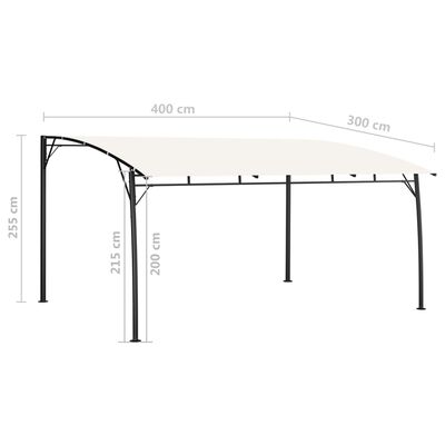 vidaXL Paviljong 4x3x2,55 m gräddvit