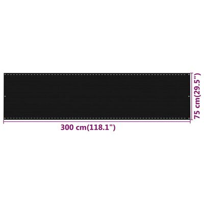 vidaXL Balkongskärm svart 75x300 cm HDPE
