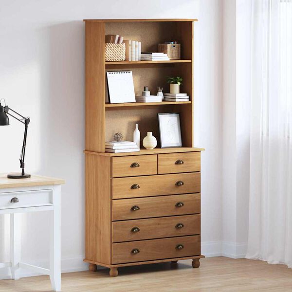 vidaXL Hutch med l&aring;da ASKIM Honungsvax 91 x 40 x 200,5 cm Massiv furu