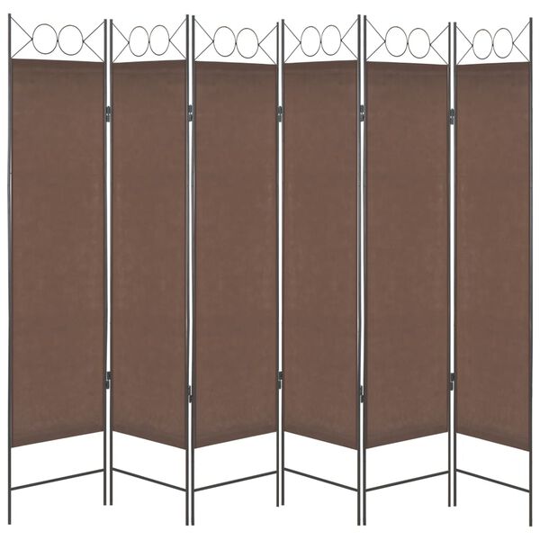 vidaXL Rumsavdelare 6 paneler brun 240x180 cm