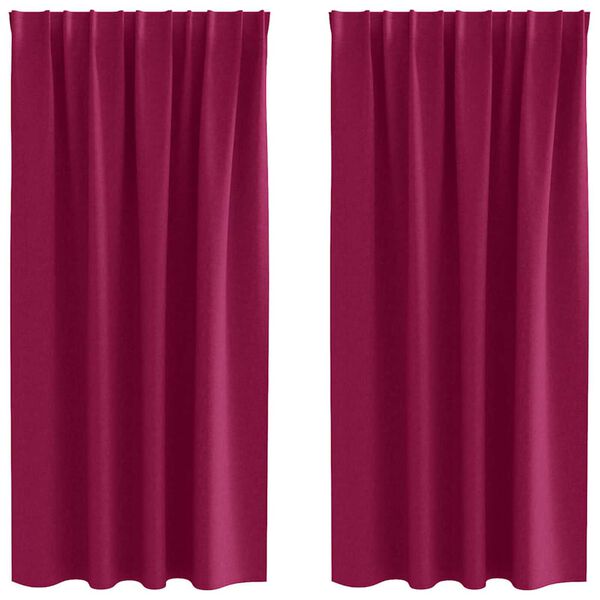 vidaXL Mörkläggningsgardiner med Ringar 2 pcs Vinröd 175 x 140 cm