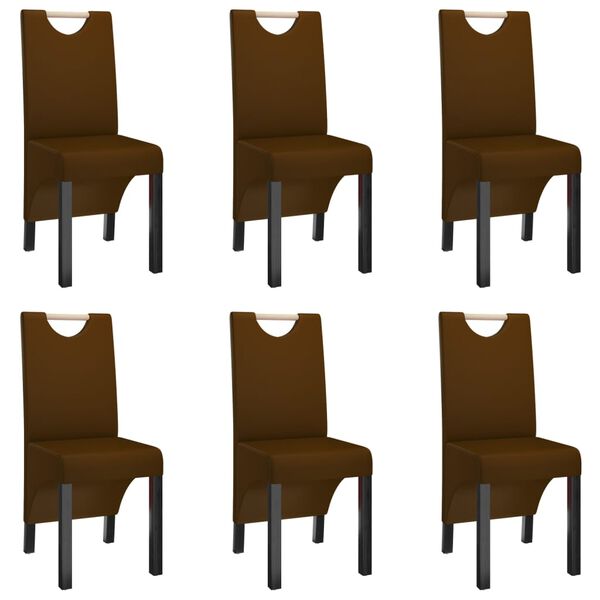 vidaXL Matstolar 6 st brun konstl&auml;der