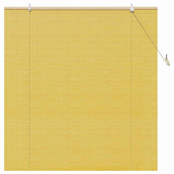 vidaXL Rullgardin med gardiner Gul 150 x 160 cm Bambu