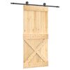 vidaXL Skjutd&ouml;rr Naturlig och svart 95 x 210 cm Massiv furutr&auml;d&ouml;rr