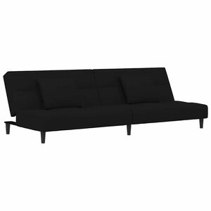 vidaXL B&auml;ddsoffa 2-sits med tv&aring; kuddar svart sammet