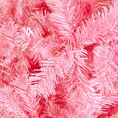 vidaXL Belyst plastgran slimmad med kulor rosa 150 cm