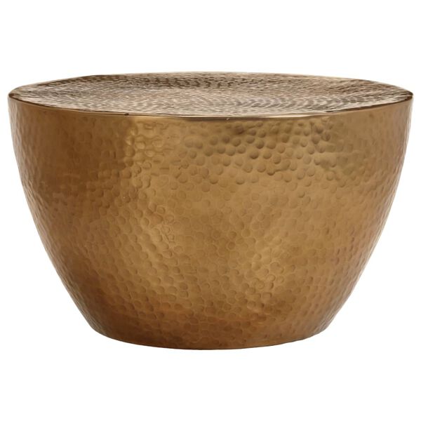 vidaXL Soffbord hamrad aluminium Ø 50x30 cm mässing