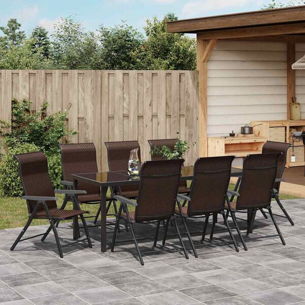 vidaXL Tr&auml;dg&aring;rdsm&ouml;belset 9 pcs Brun Poly rattan
