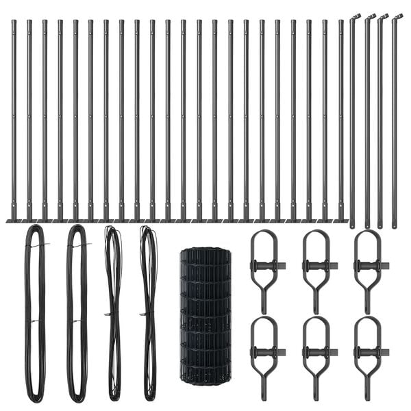 vidaXL St&auml;ngsel med stolpe Gr&aring; 0,6 x 50 m St&aring;l och PVC