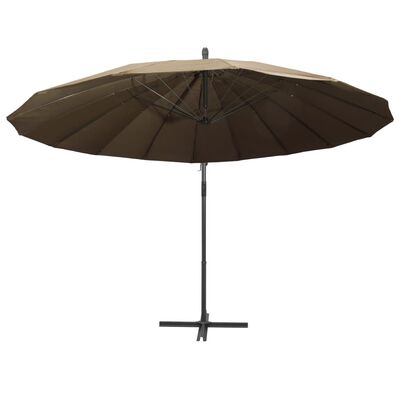 vidaXL Hängande parasoll taupe 3 m aluminiumstång