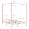 vidaXL Sänghimmel utan madrass rosa metall 140x200 cm