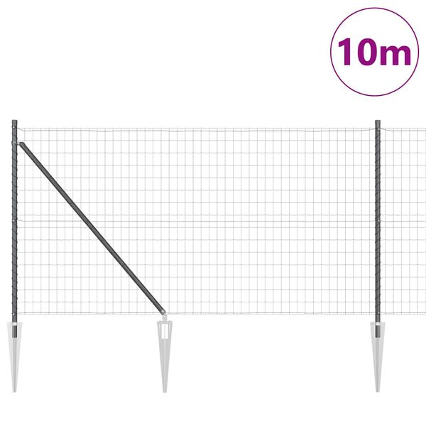 vidaXL Stängsel med stolpe Grå 1 x 10 m Stål och PVC