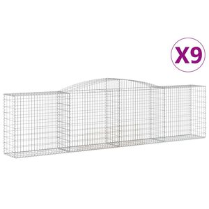 vidaXL Gabioner b&aring;gformade 9 st 400x50x100/120 cm galvaniserat j&auml;rn