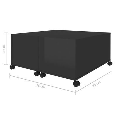 vidaXL Soffbord svart högglans 75x75x38 cm konstruerat trä