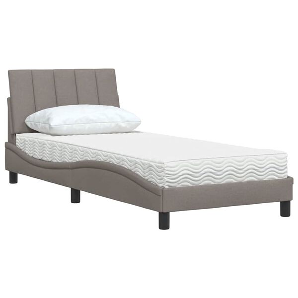 vidaXL Bed with Mattress "Hanko" Taupe 80x200 cm Fabric