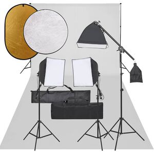 vidaXL Fotostudio med lampor, bakgrund och reflexsk&auml;rm
