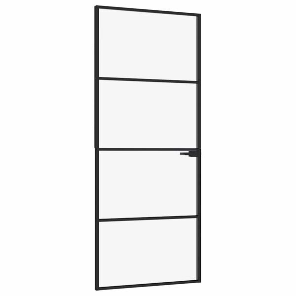 vidaXL Innerd&ouml;rr 83x201,5 cm h&auml;rdat glas och aluminium slim