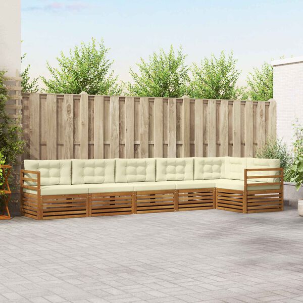 vidaXL Utomhussoffset med kudde 6 pcs Naturlig och Gr&auml;dde