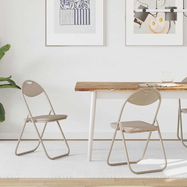 vidaXL F&auml;llstol 2 pcs Sand 48 x 43,5 x 81 cm Konstl&auml;der