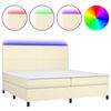 vidaXL Rams&auml;ng med madrass & LED gr&auml;ddvit 200x200 cm konstl&auml;der