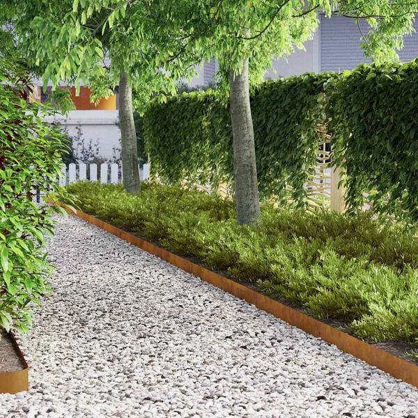 vidaXL Kant f&ouml;r gr&auml;smatta 4 pcs Rostig 450 x 0.05 x 15 cm V&auml;derst&aring;l