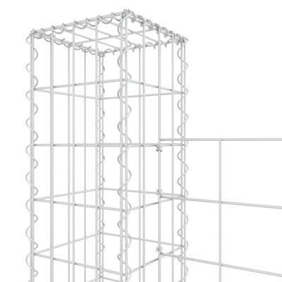 vidaXL U-formad gabionkorg med 6 stolpar järn 620x20x150 cm