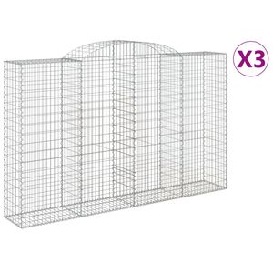 vidaXL Gabioner b&aring;gformade 3 st 300x50x180/200 cm galvaniserat j&auml;rn