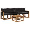 vidaXL Utomhussoffset med kudde 5 pcs Naturlig och svart