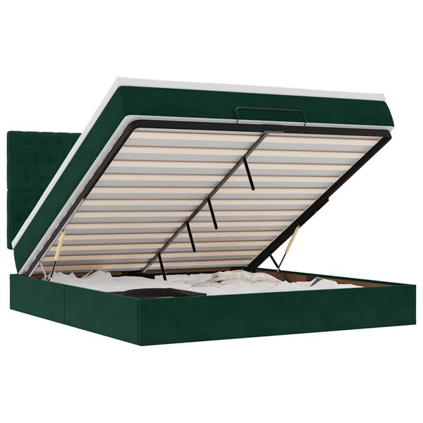 vidaXL Ottoman s&auml;ngram med madrasser m&ouml;rkgr&ouml;n 200x200 cm sammet